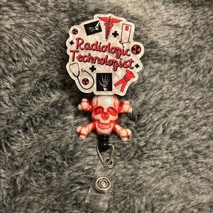 Radiologic Technologist Badge Reel with Skull Design